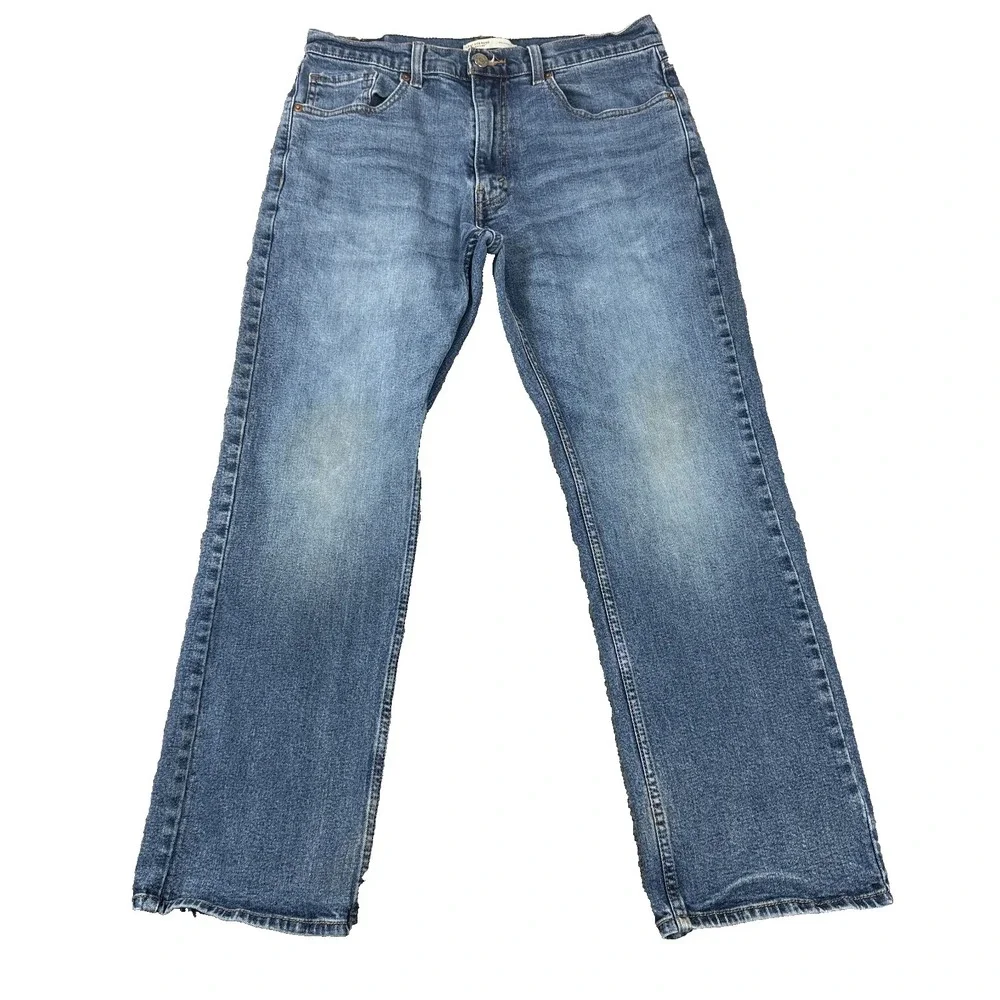 Levi Strauss Signature Relaxed Straight Fit Jeans Mens 33x30 Blue Stretch Denim